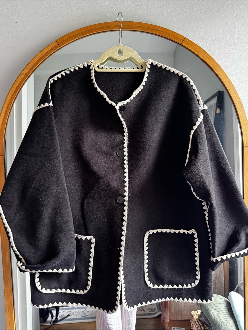 Commense Black Women's Trim-Accent Button Jacket